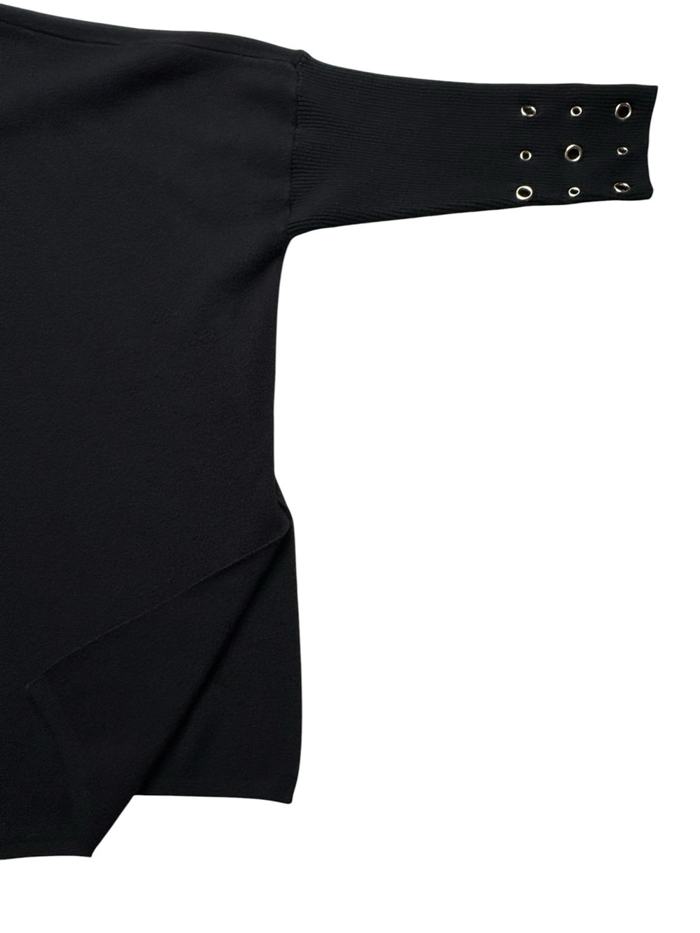 Chicos Black Grommet Detail Poncho Sweater Size L/XL Soft Boxy Knit $129 - Picture 5 of 9